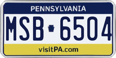 PA license plate MSB6504