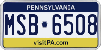 PA license plate MSB6508