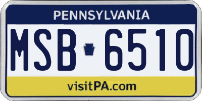 PA license plate MSB6510