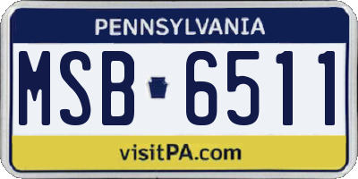 PA license plate MSB6511