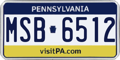 PA license plate MSB6512