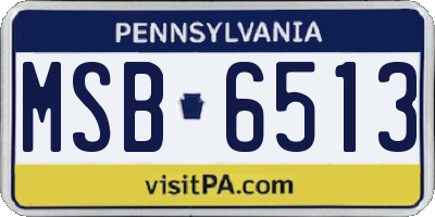 PA license plate MSB6513