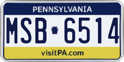 PA license plate MSB6514