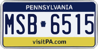 PA license plate MSB6515