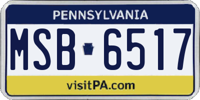 PA license plate MSB6517