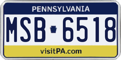 PA license plate MSB6518