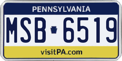 PA license plate MSB6519