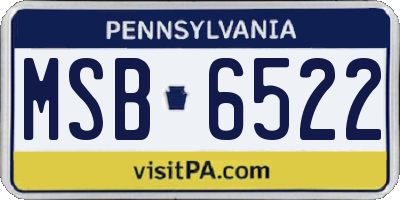 PA license plate MSB6522