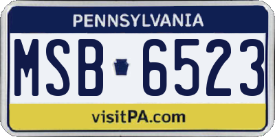 PA license plate MSB6523