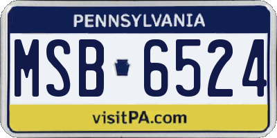 PA license plate MSB6524
