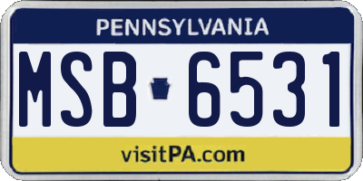 PA license plate MSB6531