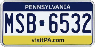 PA license plate MSB6532