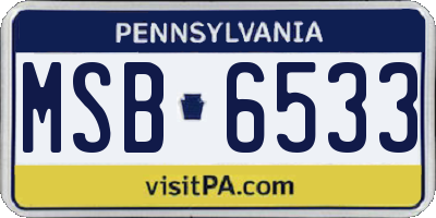 PA license plate MSB6533
