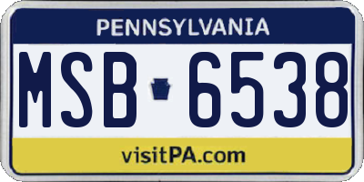PA license plate MSB6538