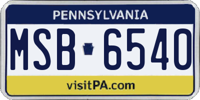 PA license plate MSB6540