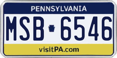PA license plate MSB6546