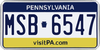 PA license plate MSB6547