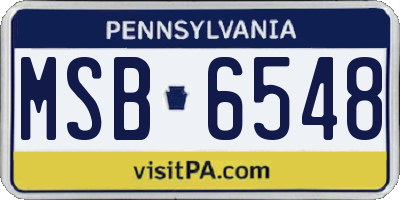 PA license plate MSB6548