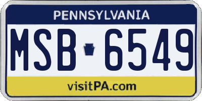 PA license plate MSB6549