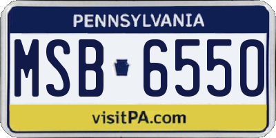 PA license plate MSB6550