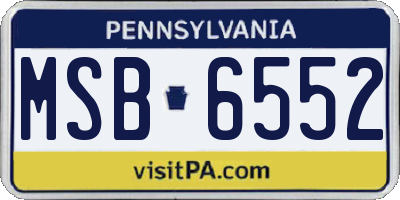 PA license plate MSB6552