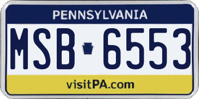 PA license plate MSB6553