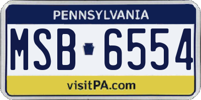 PA license plate MSB6554