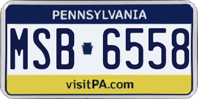 PA license plate MSB6558