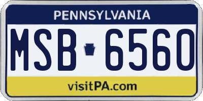 PA license plate MSB6560