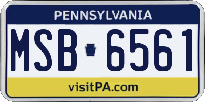 PA license plate MSB6561