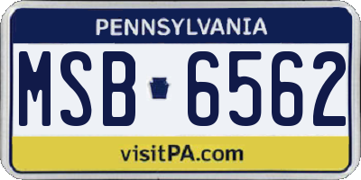 PA license plate MSB6562
