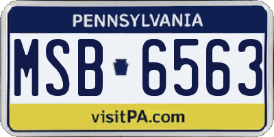 PA license plate MSB6563
