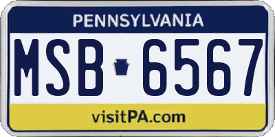 PA license plate MSB6567