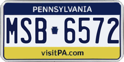 PA license plate MSB6572