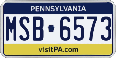 PA license plate MSB6573