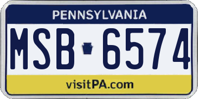 PA license plate MSB6574