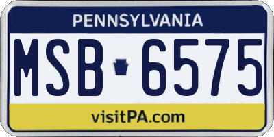 PA license plate MSB6575