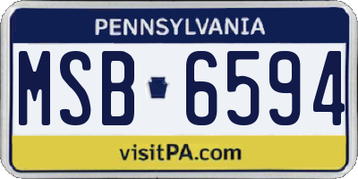 PA license plate MSB6594