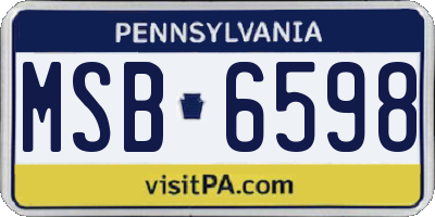 PA license plate MSB6598