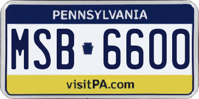 PA license plate MSB6600