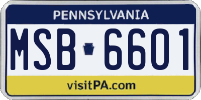 PA license plate MSB6601