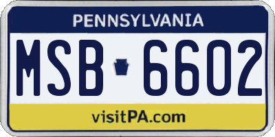 PA license plate MSB6602
