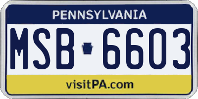 PA license plate MSB6603