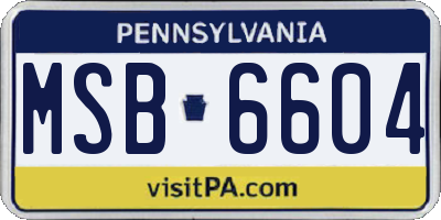 PA license plate MSB6604