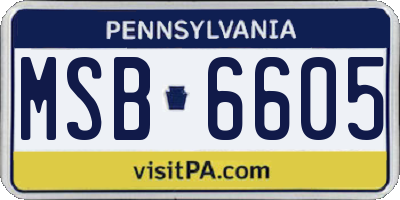 PA license plate MSB6605