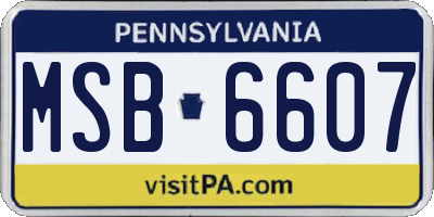 PA license plate MSB6607