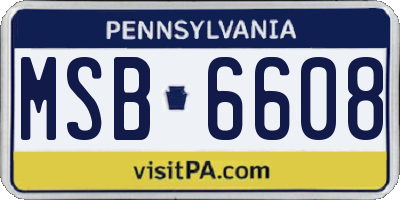 PA license plate MSB6608
