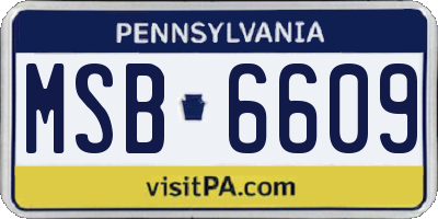 PA license plate MSB6609