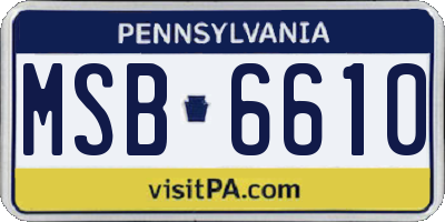 PA license plate MSB6610