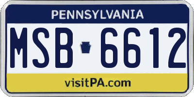 PA license plate MSB6612